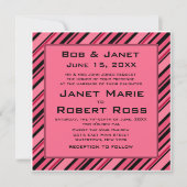 ピンクはっきりしたとブラックのストライプの招待状 招待状 (正面)