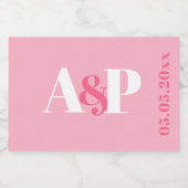 ピンクはっきりしたとホワイトのタイポグラフィバレンタインデー スパークリングワインラベル (シングルラベル)