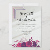 ピンクはっきりしたとマゼンタの予算フローラサンライ結婚ト 招待状 (正面)