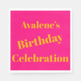 ピンクはっきりしたと明るいオレンジの誕生祝い スタンダードランチョンナプキン