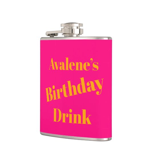 ピンクはっきりしたと明るいオレンジの誕生祝い フラスク (左)