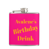 ピンクはっきりしたと明るいオレンジの誕生祝い フラスク (正面)