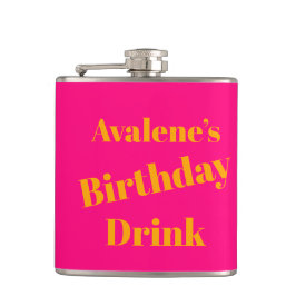 ピンクはっきりしたと明るいオレンジの誕生祝い フラスク