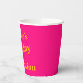 ピンクはっきりしたと明るいオレンジの誕生祝い 紙コップ (左)