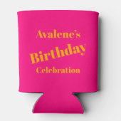 ピンクはっきりしたと明るいオレンジの誕生祝い 缶クーラー (裏面)