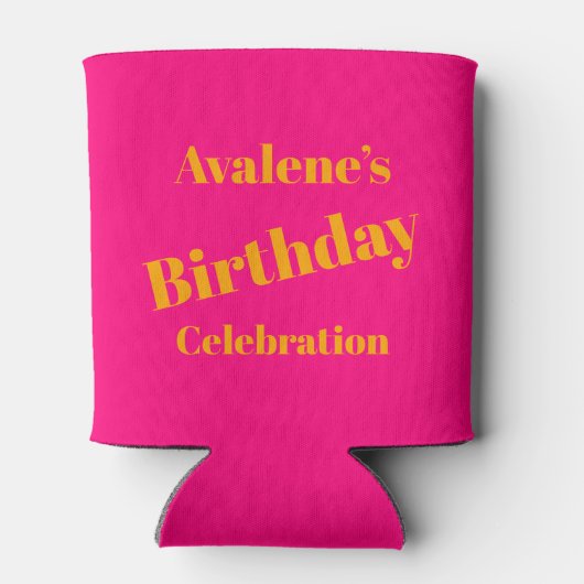 ピンクはっきりしたと明るいオレンジの誕生祝い 缶クーラー (裏面)