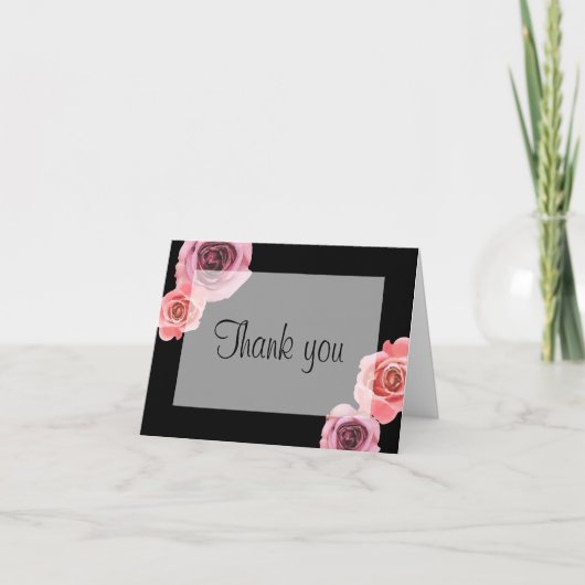 ピンクはっきりしたと紫の春バラ サンキューカード (正面)