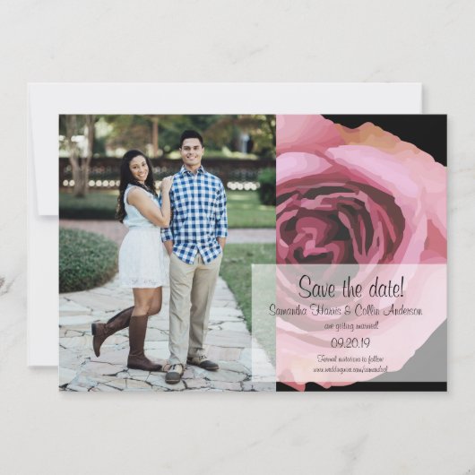 ピンクはっきりしたと紫の春バラ セーブザデート (正面)