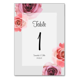 ピンクはっきりしたと紫の春バラ テーブルナンバー