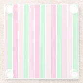 ピンクはっきりしたと緑のストライプ ガラスコースター (裏面)