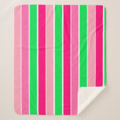 ピンクはっきりしたと緑のストライプ シェルパブランケット (正面)
