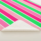 ピンクはっきりしたと緑のストライプ シェルパブランケット (3/4)