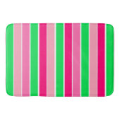 ピンクはっきりしたと緑のストライプ バスマット (正面)