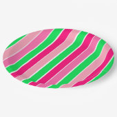 ピンクはっきりしたと緑のストライプ ペーパープレート (アングル)