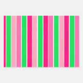 ピンクはっきりしたと緑のストライプ ラッピングペーパーシート (正面3)