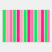 ピンクはっきりしたと緑のストライプ ラッピングペーパーシート (正面2)