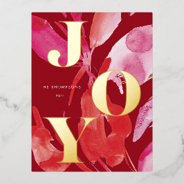 ピンクはっきりしたと赤のジョイ 箔シーズンポストカード