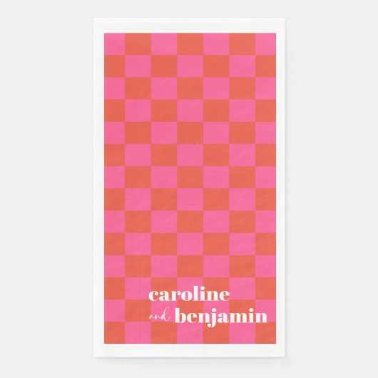 ピンクはっきりしたと赤のチェッカーボードのカスタムウェディング (正面)