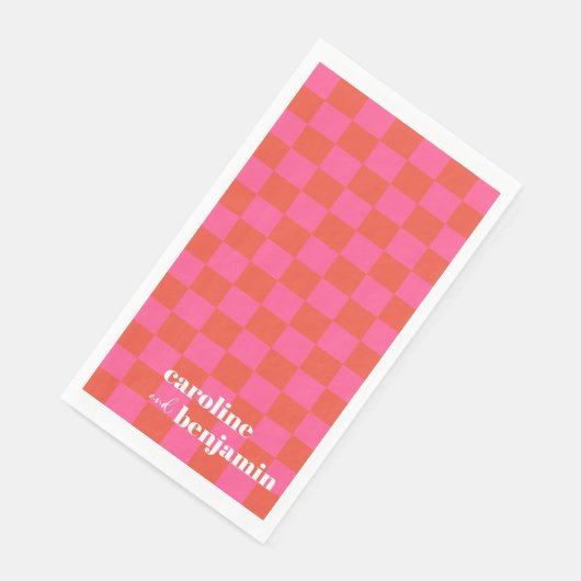 ピンクはっきりしたと赤のチェッカーボードのカスタムウェディング (コーナー)