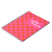 ピンクはっきりしたと赤のチェッカーボードのカスタムウェディング ノートブック (左側)