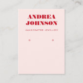 ピンクはっきりしたと赤のミッドセンチュリーモダンイヤリングディスプレイ 名刺 (正面)