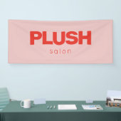 ピンクはっきりしたと赤のモダンサロン事業 横断幕 (トレードショー)