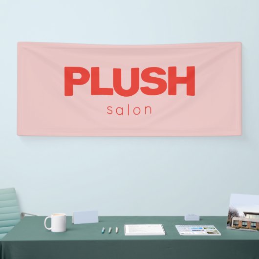 ピンクはっきりしたと赤のモダンサロン事業 横断幕 (トレードショー)