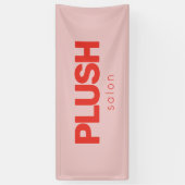 ピンクはっきりしたと赤のモダンサロン事業 横断幕 (縦)