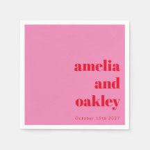 ピンクはっきりしたと赤のレトロのカスタムウェディング