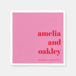 ピンクはっきりしたと赤のレトロのカスタムウェディング スタンダードカクテルナプキン