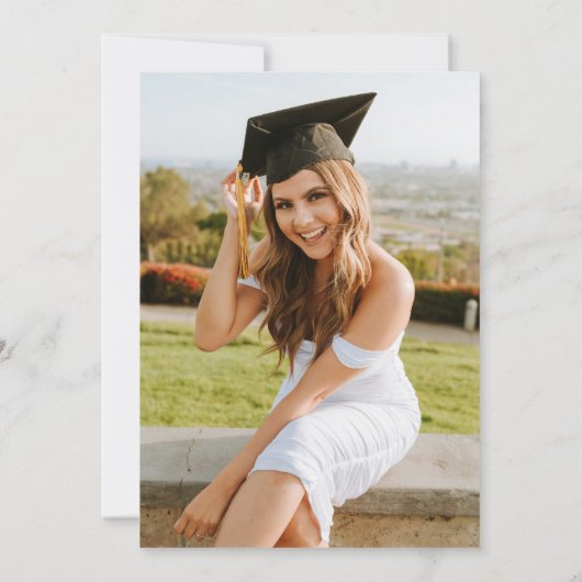 ピンクはっきりしたと赤の2025写真卒業パーティー 招待状 (裏面)