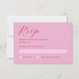 ピンクはっきりしたと赤のRSVPカード 出欠カード