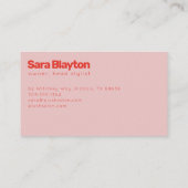 ピンクはっきりしたと赤モダンパーソナライズされた 名刺 (裏面)