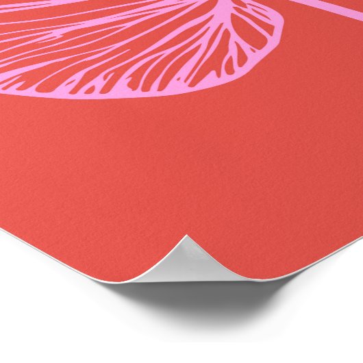 ピンクはっきりしたと赤葉のミニマル植物芸術 ポスター (角)