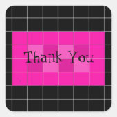 ピンクはっきりしたと黒のタイルありがとうステッカー スクエアシール (正面)