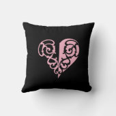 ピンクはっきりしたと黒のフィリグリーハート クッション (裏面)