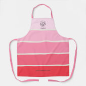 ピンクはっきりしたのグラデーションストライプロゴ エプロン (正面)