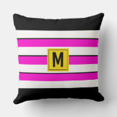 ピンクはっきりしたのストライプモノグラム クッション (裏面)