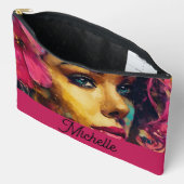 ピンクはっきりしたのハイビスカス及び女性用アクセサリーポーチ アクセサリーポーチ (見開き)