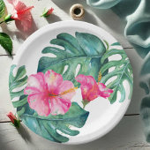 ピンクはっきりしたのハイビスカス熱帯水カラーフローラ ペーパープレート