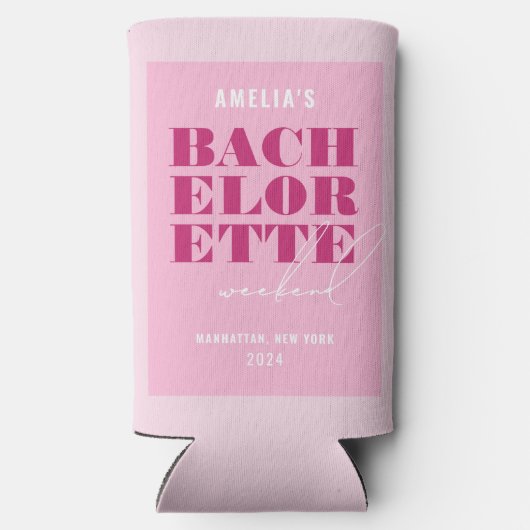 ピンクはっきりしたのバチェロレッテ週末 スリム缶クーラー (裏面)