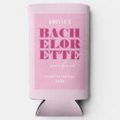 ピンクはっきりしたのバチェロレッテ週末 スリム缶クーラー (正面)