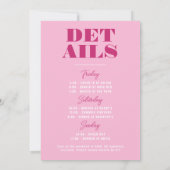ピンクはっきりしたのバチェロレッテ週末 招待状 (裏面)