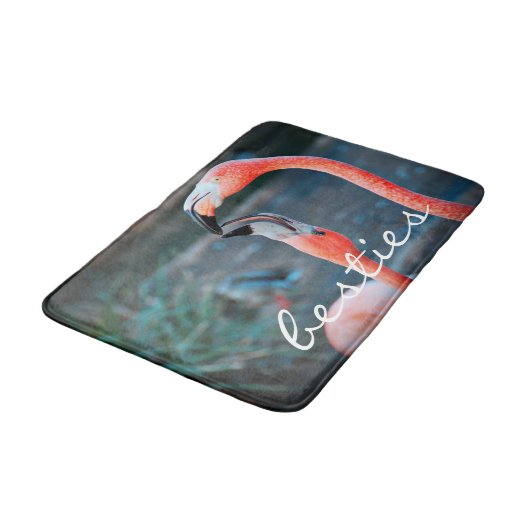 ピンクはっきりしたのフラミンゴBestiesの友達の写真かわいいおもしろい バスマット (アングル)