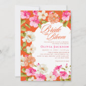 ピンクはっきりしたのフローラ花嫁の開花ブライダルシャワー 招待状 (正面)