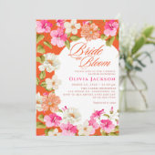 ピンクはっきりしたのフローラ花嫁の開花ブライダルシャワー 招待状 (スタンド正面)