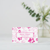 ピンクはっきりしたのポープリントドッグウォーカー | ペットシッター 名刺 (スタンド正面)