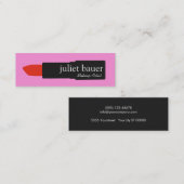 ピンクはっきりしたのメイクアップアーティストのリップスティック美しい スキニー名刺 (正面/裏面)