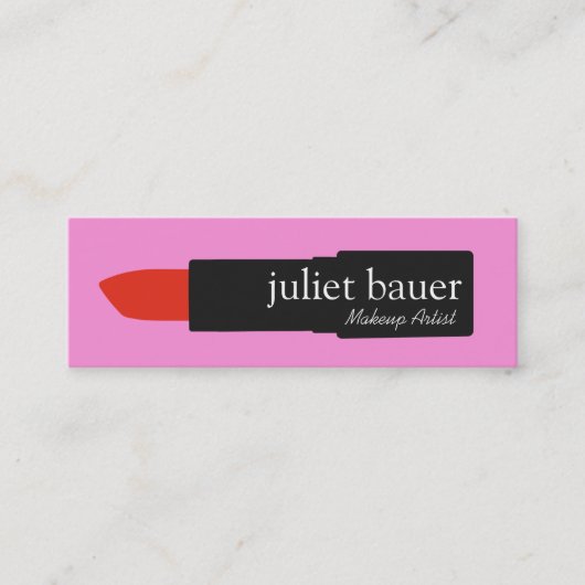 ピンクはっきりしたのメイクアップアーティストのリップスティック美しい スキニー名刺 (正面)