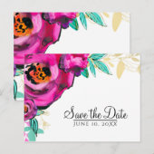 ピンクはっきりしたのモダンフローラ水彩保存日 案内ポストカード (正面/裏面)